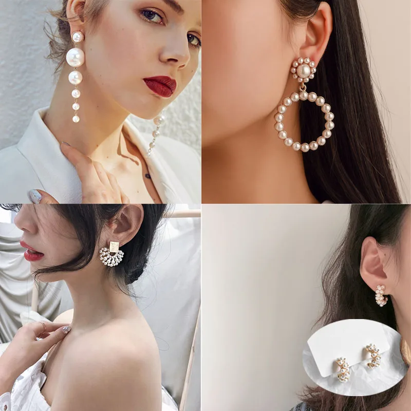 2019 модные элегантные большие длинные серьги с искусственным жемчугом эффектные