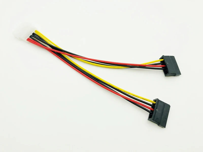 5PCS SATA Power Cable Splitter Molex 4pin Male to Serial ATA 15pin x 2 Female Y Hard Drive Cables 20CM for Bitcoin Miner Mining