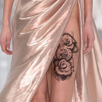 

Temporary Tattoo Stickers Sexy Rose Anchor Compass Fake Tatto Waterproof Tatoo Back Leg Arm Belly Big Size for Women Men Girl