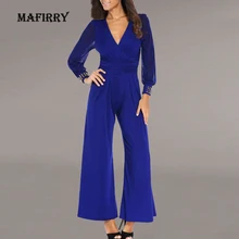 

V Neck Sexy Lady Slim See Through Long Pants Women Button Long Sleeve High Waist Jumpsuit New Spring Autumn Loose Casual Rompers