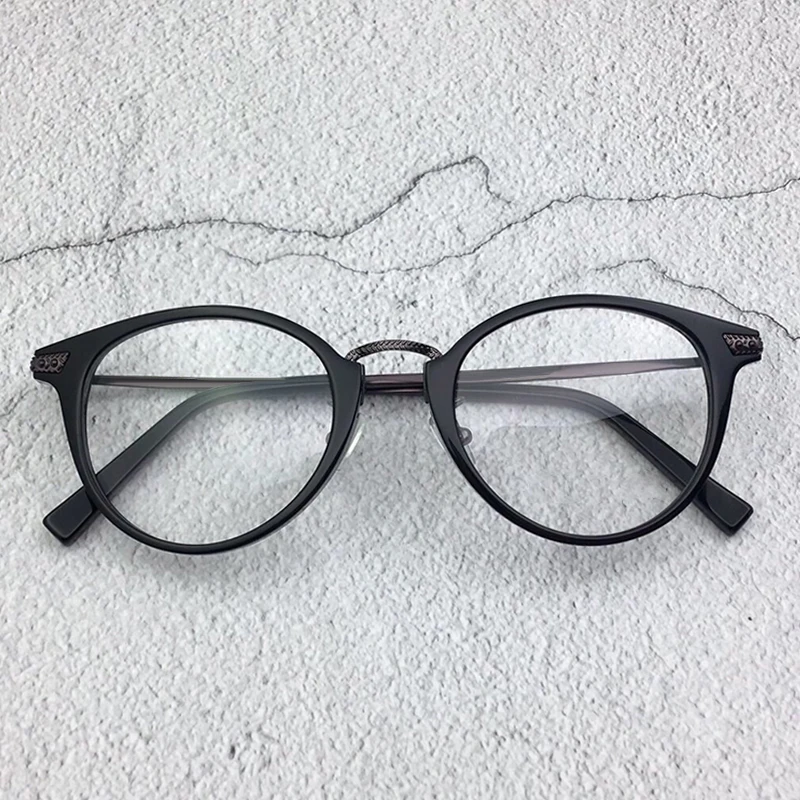 

Women Glasses Frame Men Black Tortoise Eyeglasses Frame Vintage Round Clear Lens Glasses Optical