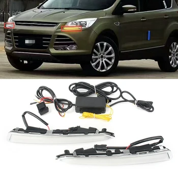 

Front Bumper Fog Light Lamp Daytime Running Light DRL Turning Signal Reflector for Ford Kuga Escape 2014 2015 2016 2017