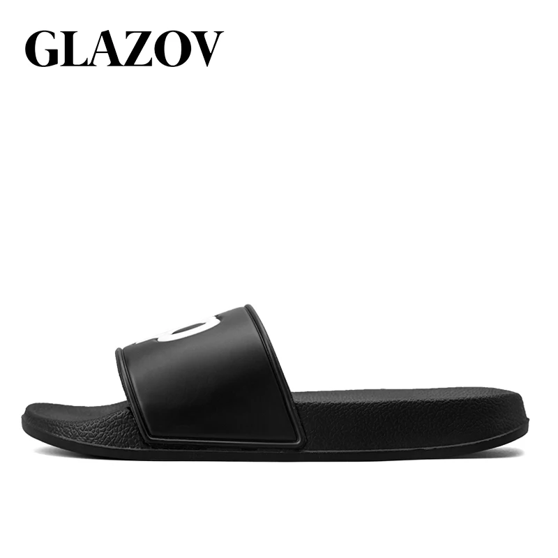 Black GLAZOV/Новая Брендовая обувь; мужские Летние вьетнамки; высококачественные пляжные сандалии; нескользящая Повседневная обувь; zapatos hombre; большие размеры 36-46 - Цвет: Black