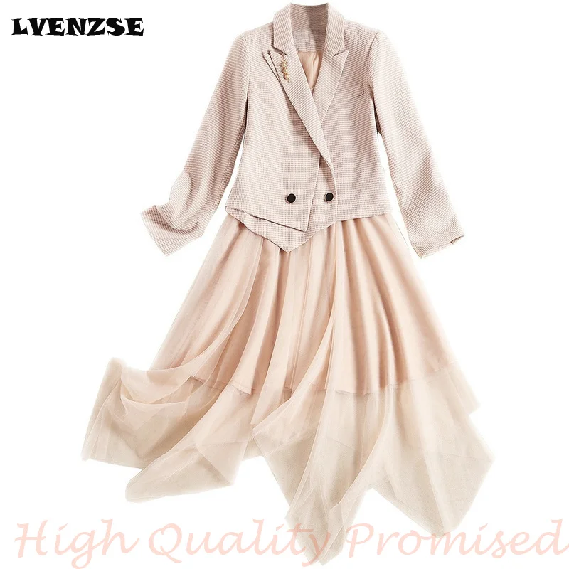 LVENZSE платье костюмы Vestidos Formales Para El Trabajo на бретельках + элегантный костюм женские