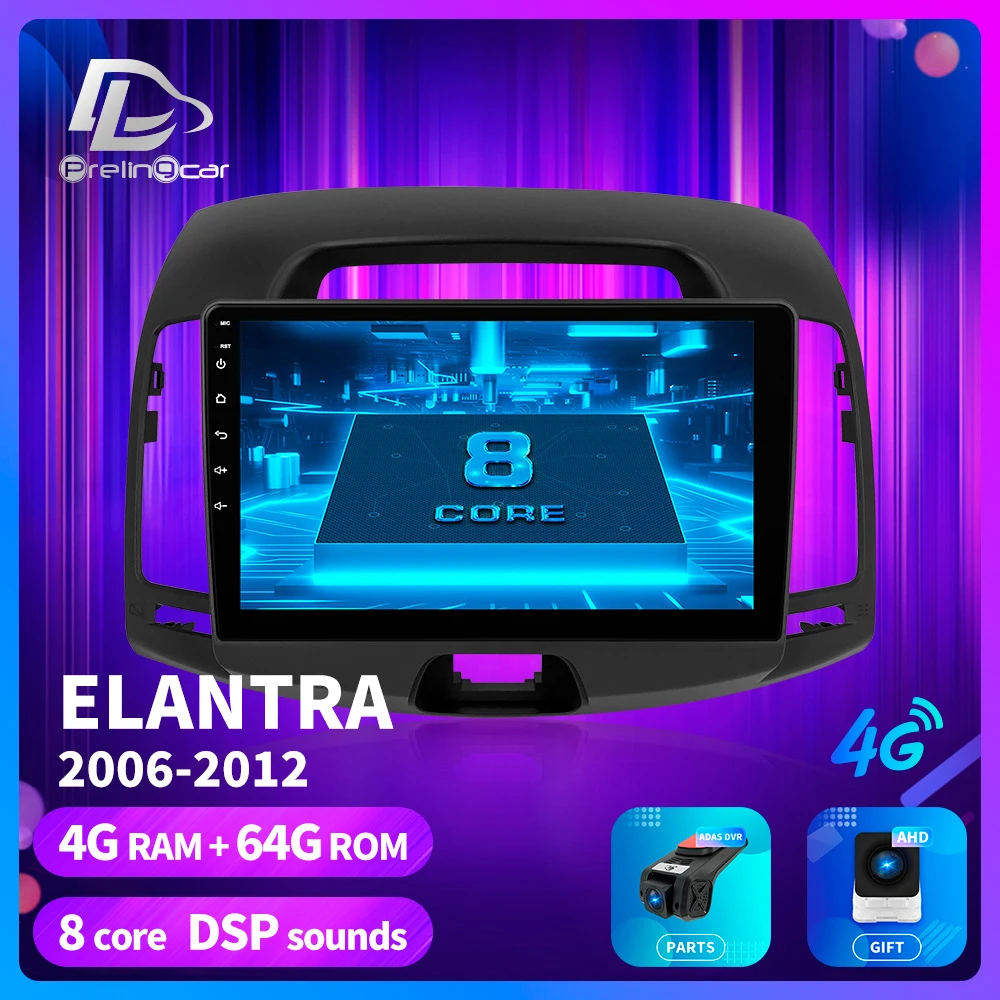 Prelingcar ForHyundai Elantra 4 HD 2006-2012 лет android 9,0 Автомобильный gps радио мультимедиа no 2 din монитор видео плеер навигация