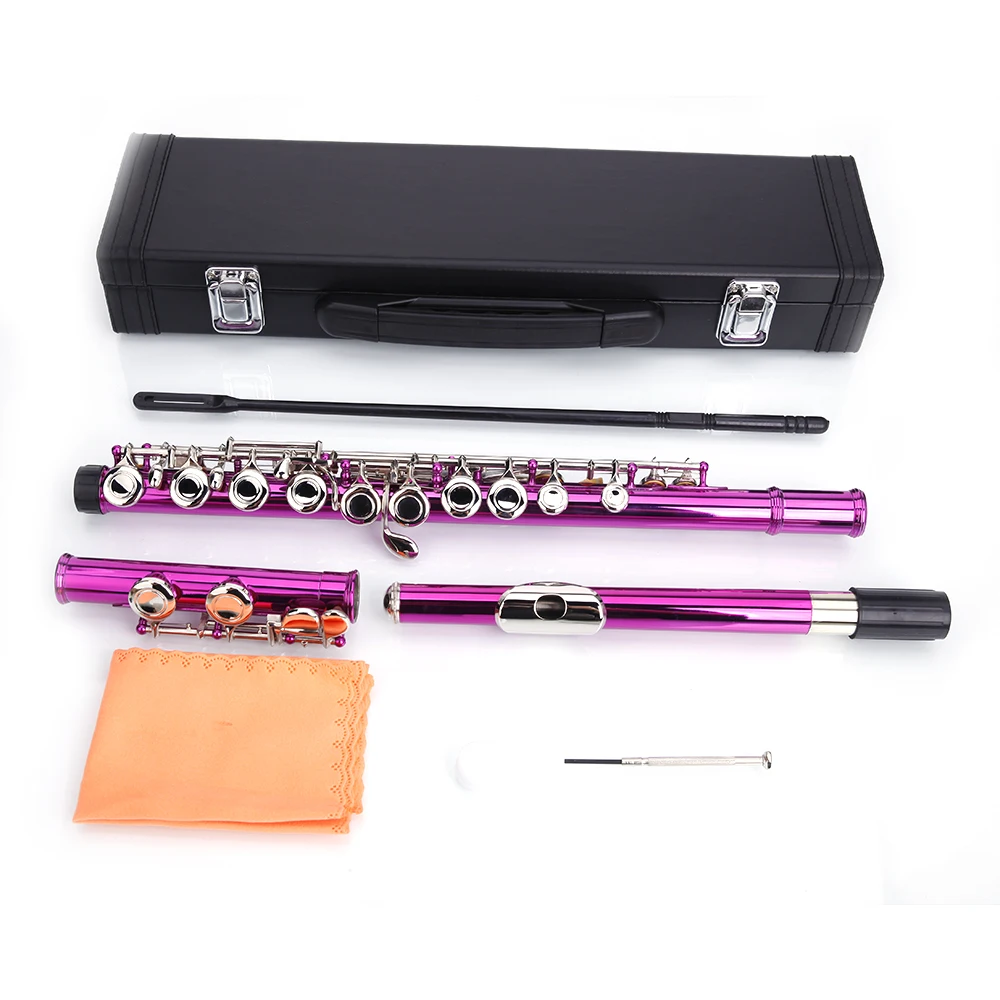 

Cupronickel C 16 Closed Holes Concert Band Flute Rose Red ZJ55