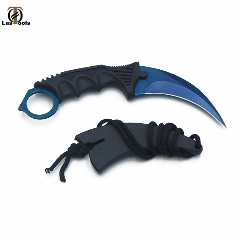 Blue Стальные коготь ножи охотничий нож CS GO Тактический коготь Шейный нож Походный походный открытый самооборонный охотничий нож для выживания - Цвет: Blue