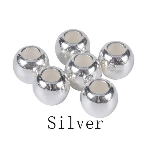 Dia 4 6 8 10 12mm Gold Silver Diy Beads Accessories Big Large Hole CCB Spacer Loose Beads For Jewelry Making