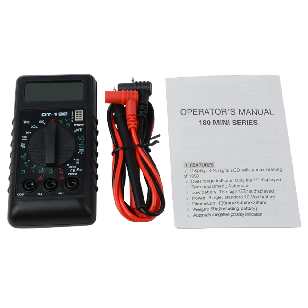 

Mini Digital Multimeter DT182 With Buzzer Overload Protection Pocket Voltage Ampere Ohm Meter DC AC LCD Portable Tool