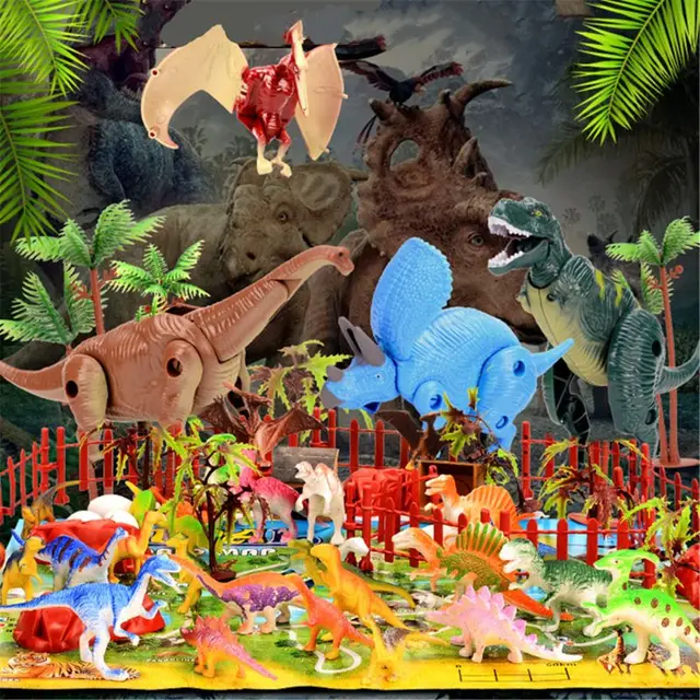 90pcs Dinosaur Toy Figure Activity Play Mat & Trees Realistic Dinosaur Playset GXMB 3
