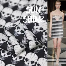 19 Весна Лето Новинка 114 см ширина шелк ткань для женщин платье Череп цифровая печать ткань для Diy шитье Распродажа