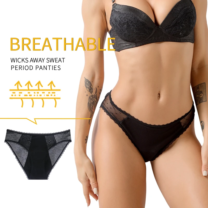 Heavy Flow Menstrual Panties Sexy Lace Leakproof Women Underwear Breathable Fast Absorption Briefs Comfort Girl Period Panties 4