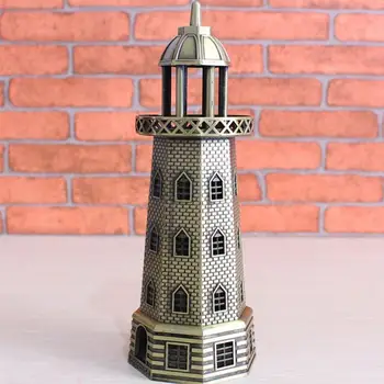 

1 Pc Metal Lighthouse Model Decoration Ocean Style Ornament Metal Art Adornment Room Arrangement Home Decor