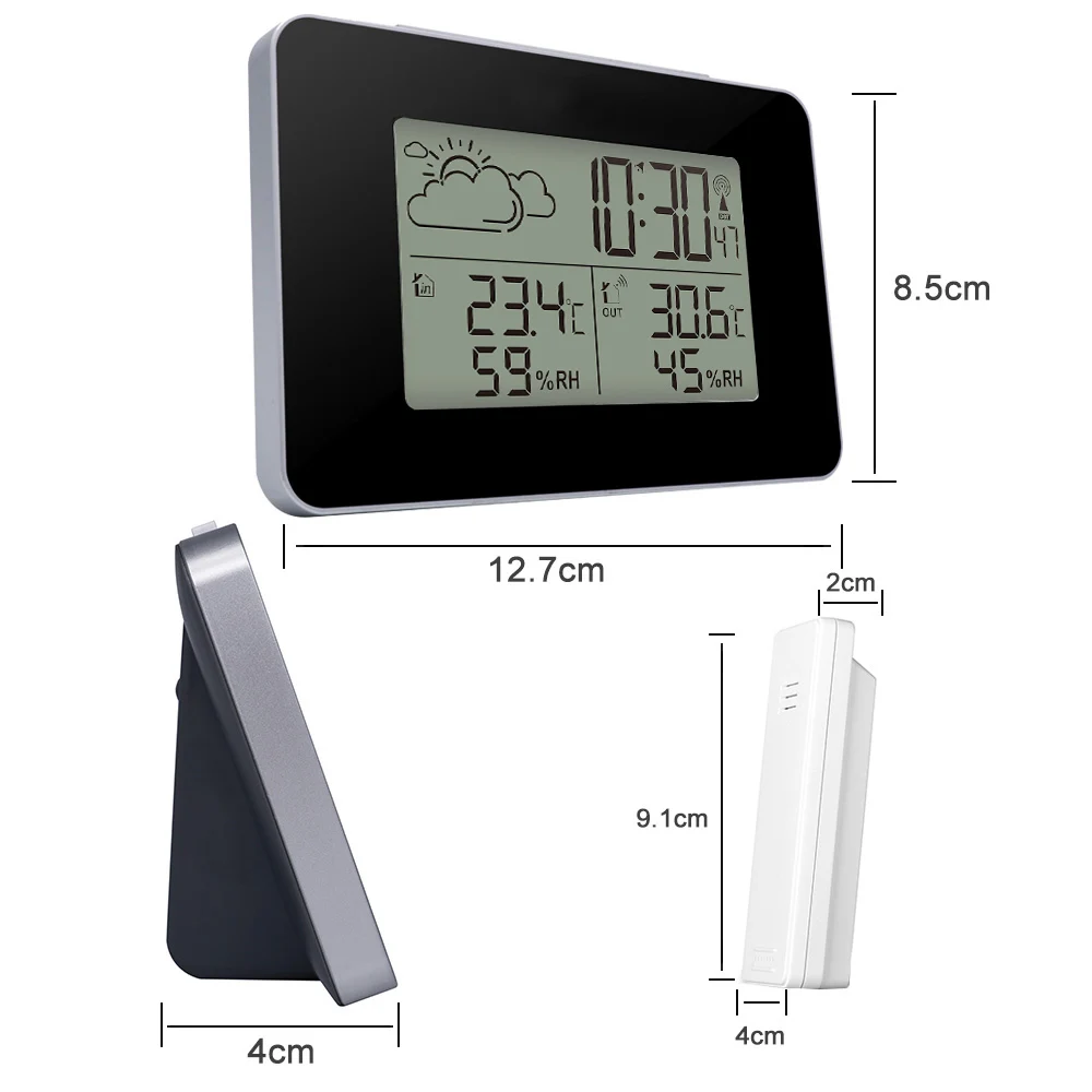 FanJu FJ3364 Digital Alarm Clock Weather Station Wireless Sensor Hygromete 
