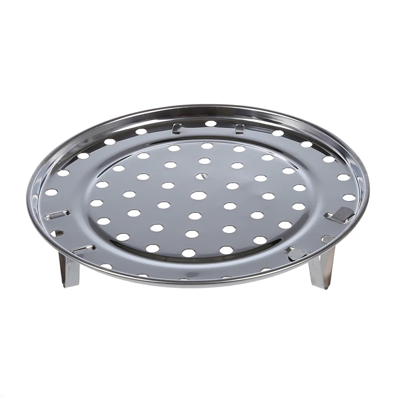 

Silver Tone Stainless Steaming Rack Tray w Stand for Cooker