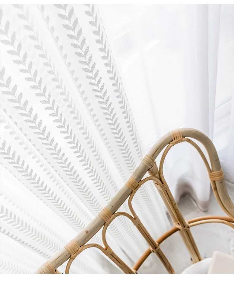 

Modern Embroidered Sheer Curtains cotton linen tulle For Living Room Bedroom Kitchen Yarns shading Curtains White tulle Curtains