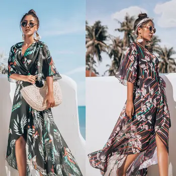 

Retro Women Boho Sexy Chiffon Bikini Cover Up Beach Swimwear Dress Scarf Pareo Sarong Wrap Kimono Shirt Cardigan Long Top hot