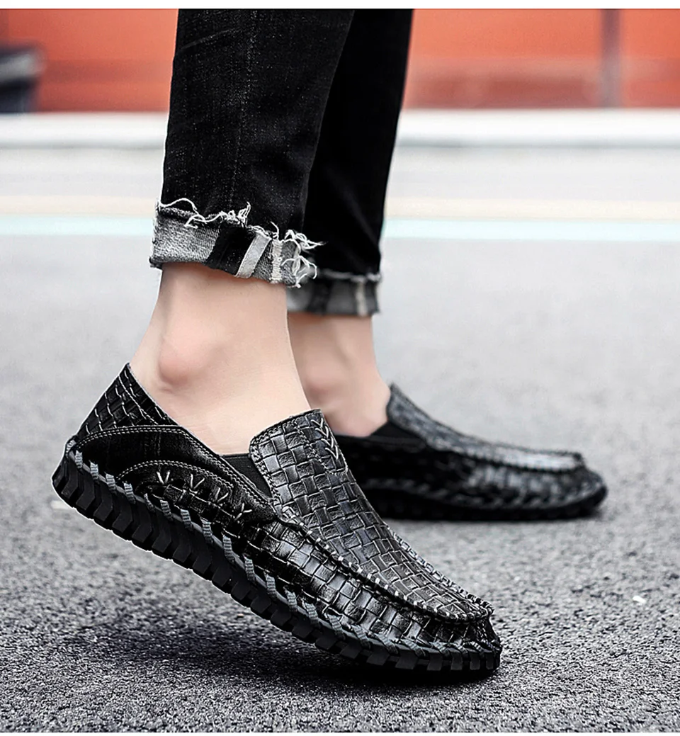 Новые мужские кожаные туфли; сезон весна-осень; комплект лоферов из мягкой воловьей кожи; модная повседневная обувь; размеры 38-47
