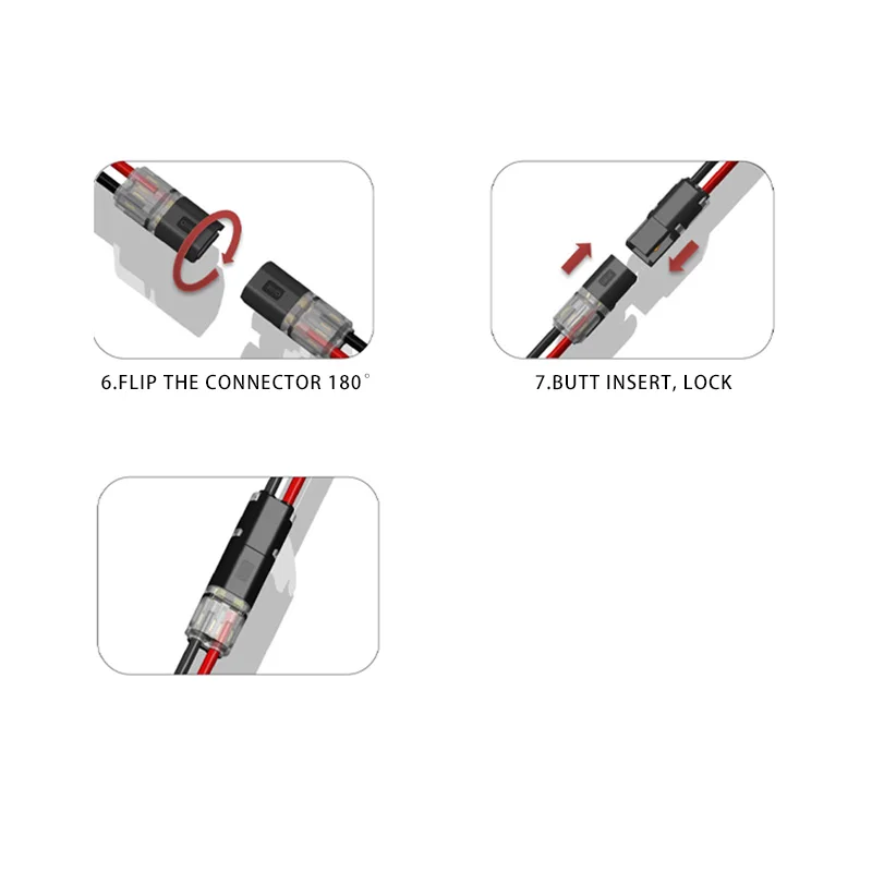 10pcs 2pin Quick Pluggable Splice Electrical Cable Wire Connector Crimp Terminals for 22-20AWG LED strip Car Wiring Connectors