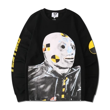

Mens Rocky Face Abstract Bobot Print Long Sleeve t shirts Oversized Streetwear Unisex Male Harajuku 100%Cotton Retro Pullover