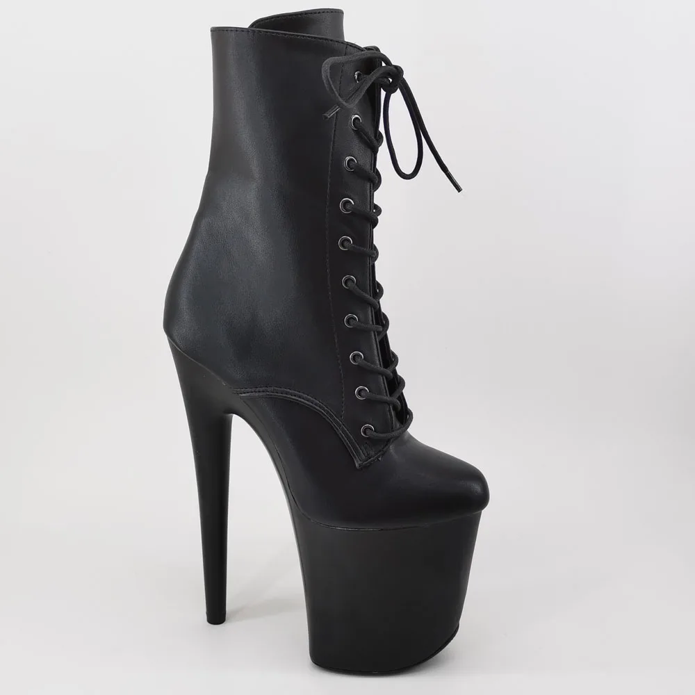 Leecabe/черные женские босоножки из искусственной кожи на платформе 20 см/8 дюймов Вечерние туфли на высоком каблуке ботинки для танцев на шесте