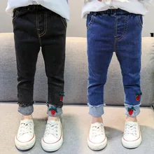 Весна и осень, джинсы для малышей, Для женщин От 1 до 3 лет 5 в западном стиле для девочки Стиль Slim Fit Брюки для младенцев маленькие детские обтягивающие брюки