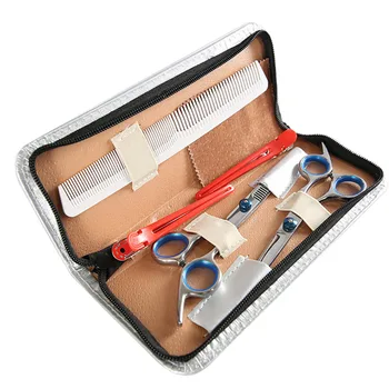 

Portable Cutting Thinning Barber Hair Scissors Kit Professional Ergonomic Trimming Stainless Steel Comb Hairpin Set Leather Bag