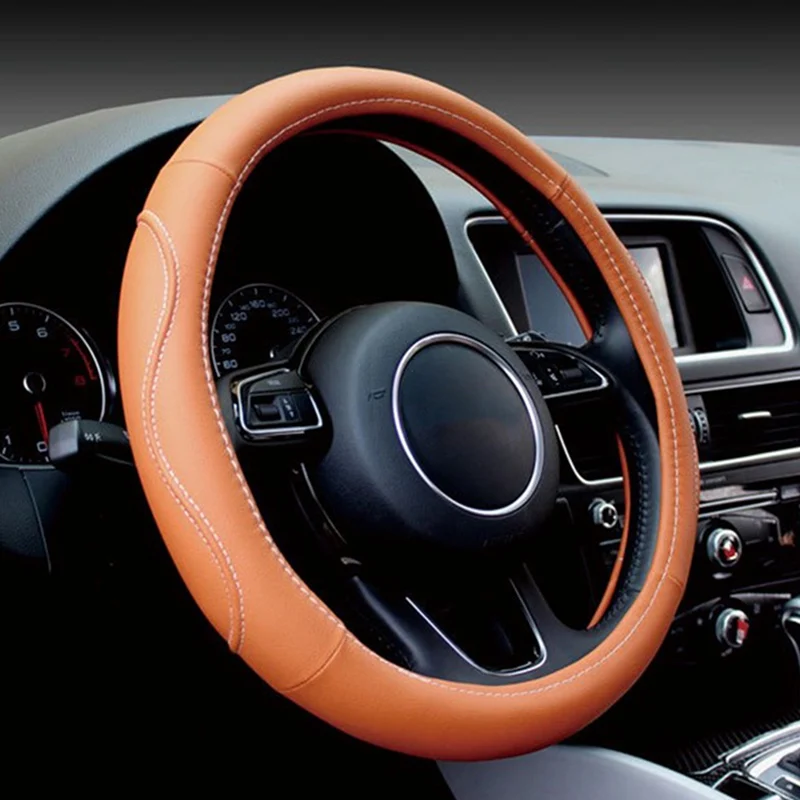 CAR7072BR Универсальный комплект кожаной ручки, дышащая крышка рулевого колеса, трехмерная противоскользящая ручка - Название цвета: CAR7072BR