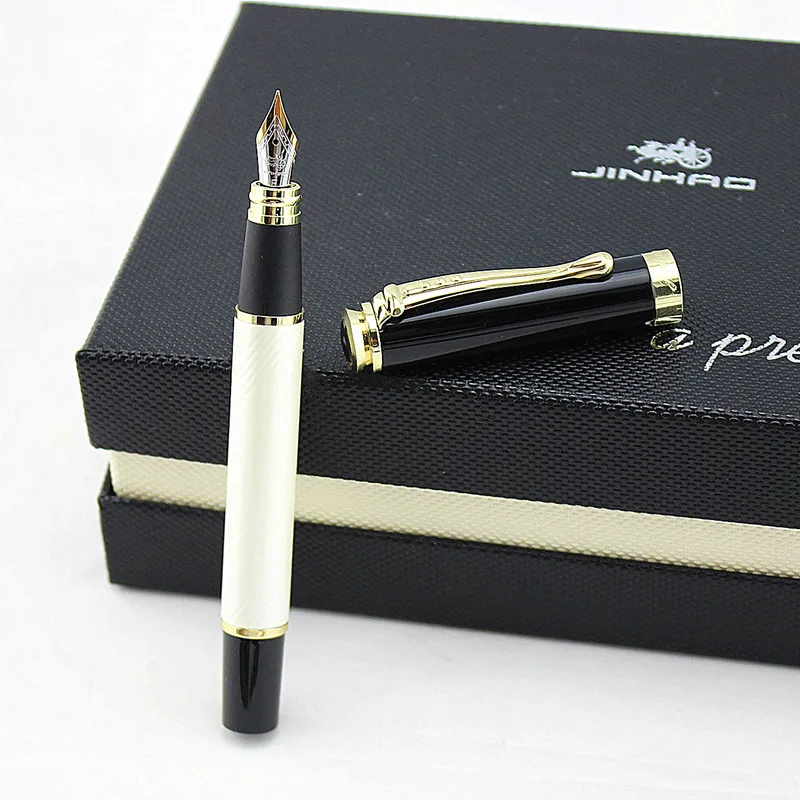 JINHAO 500 Роскошная металлическая чернильная ручка белый и золотой 0,5 мм перьевая ручка канцелярские принадлежности Школьные офисные принадлежности ручка для письма