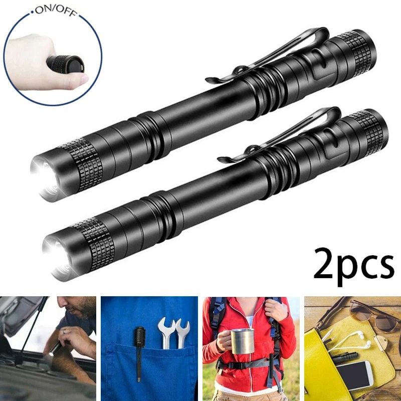 Алюминиевые фонари кемпинг Рыбалка Открытый 2 шт клип стилус Penlight