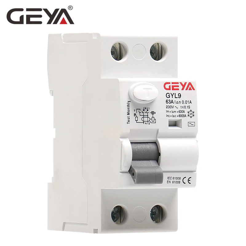 GEYA GYL9 AC Тип RCCB УЗО переменного тока ELCB 2 полюса 40A 63A 100A УЗО 30mA 100mA 300mA