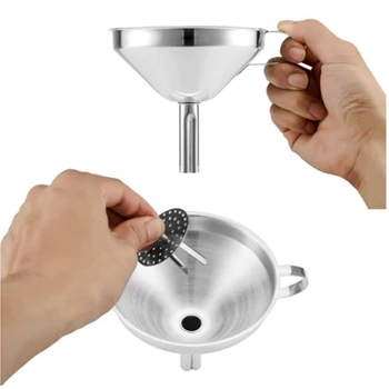 

Stainless Steel Funnel Kitchen Oil Liquid Funnel Metal Funnel With Detachable Filter Wide Mouth Funnel For Canning Kitchen Tools