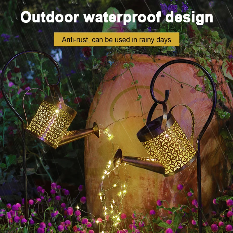 LED Solar Watering Can Fairy Lights Make It Cozy
