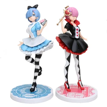 

21-25cm anime figure Re:Life in a different world from zero Ram/Rem in Wonderland action figure model Toy Great Gifts