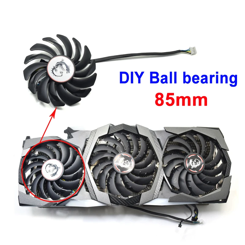 DIY 85mm Fan Графический вентилятор PLD09210B12HH PLD10010B12HH RTX 2080 для видеокарты MSI Geforce RTX 2080 2080Ti 2070 Super Gaming X Trio - Цвет лезвия: DIY 85mm Fan