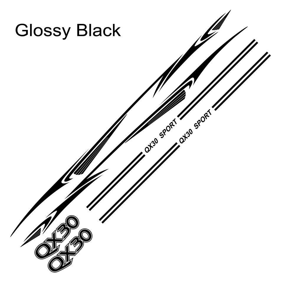 Glossy Black 1 Набор автомобильных наклеек, боковая дверь, отражающая гирлянда Viny, авто украшение, наклейка для Infiniti QX30 QX50 QX60 QX70 QX80, автомобильные аксессуары - Название цвета: Glossy Black