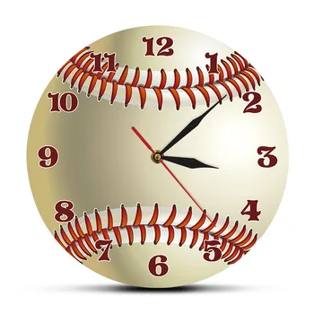 

Baseball Shape Decorative Wall Clock Baseball Player Modern Printed Acrylic Wall Watch Sports Museum Decoration