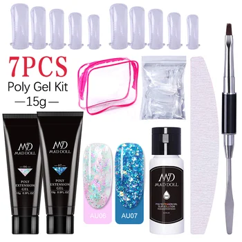

15g MD MAD DOLL Poly-Gel Nail Set Extension Nail Gel Polish Professional Set Slip Solution Gel Nail Manicures Tips Tool