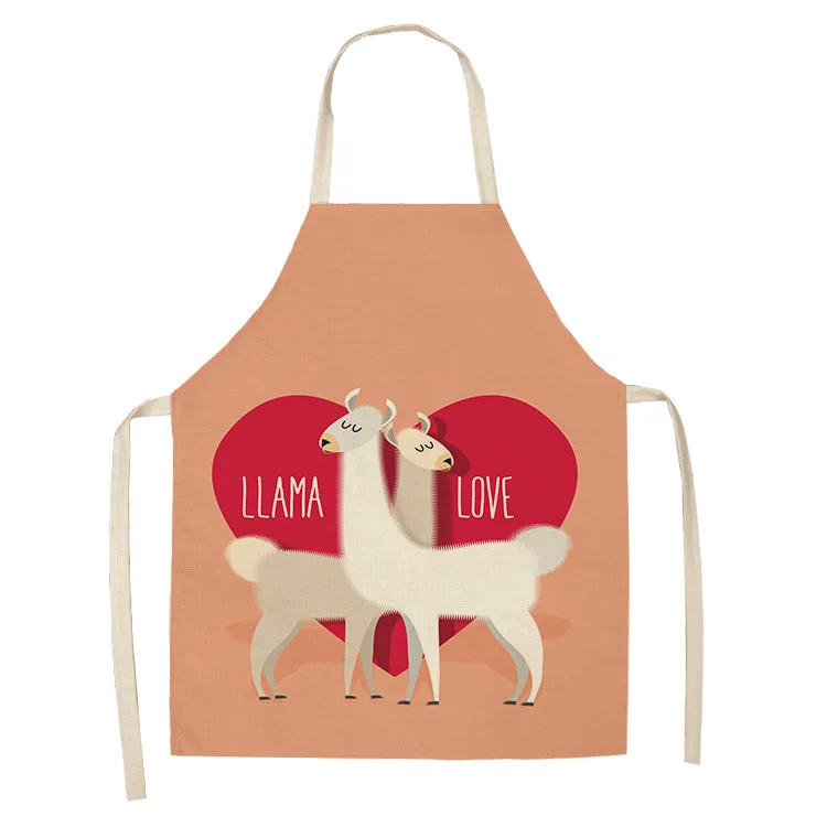 4 1pc Alpaca Print Apron for Cute Ladies Unisex Kitchen Apron Long Sleeveless Chef Baking Cooking Bib Aprons - Цвет: 4
