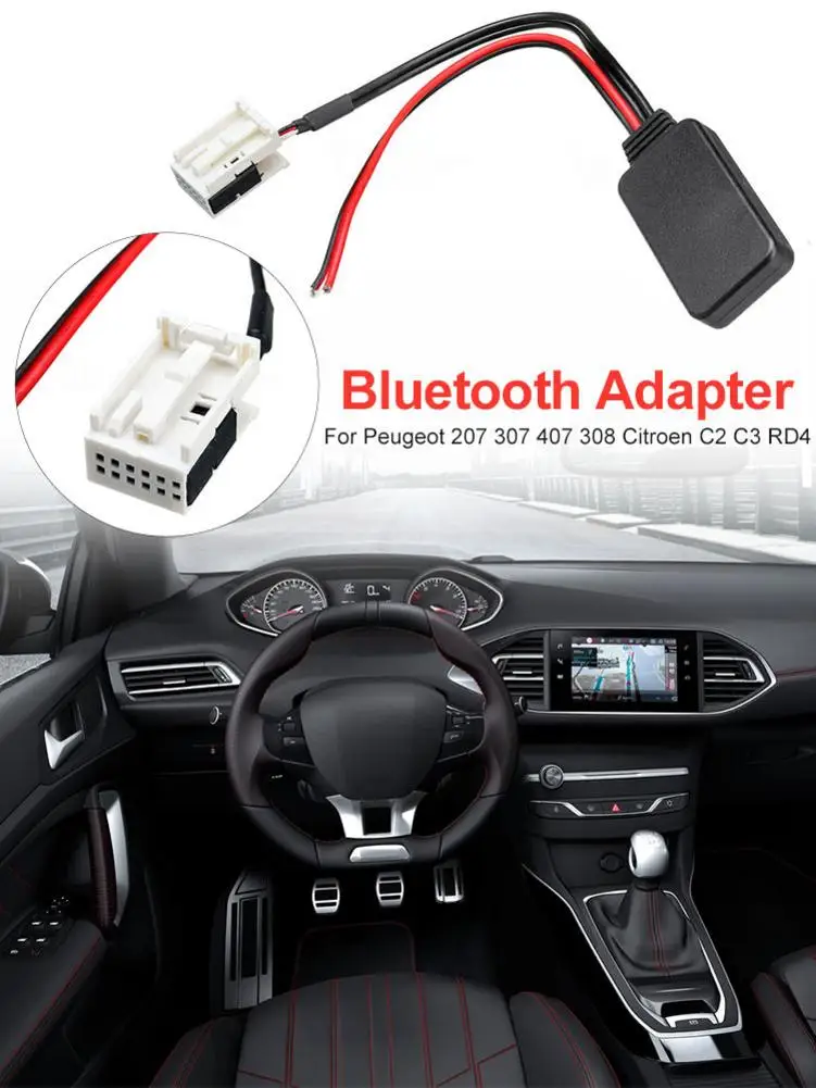 Bluetooth подключения к разъему Aux для peugeot 207 307 407 308 Citroen C2 C3 RD4