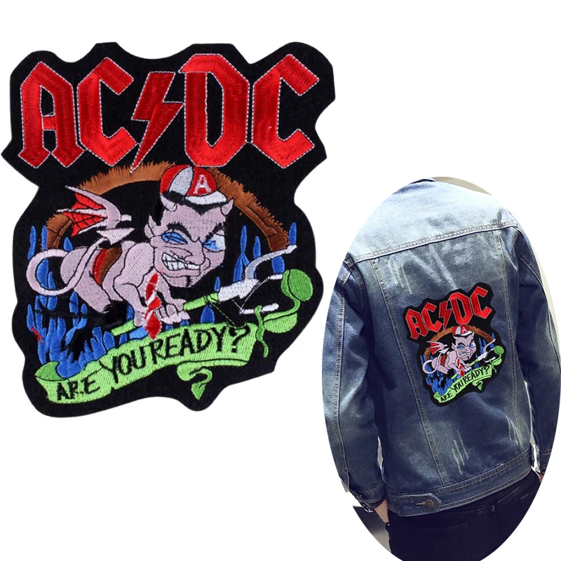 

Pulaqi ACDC Rock Band Patch On Clothes Large Back Embroidered Patches For Clothing Hippie Punk Patch Logo Badge Applique Stripes