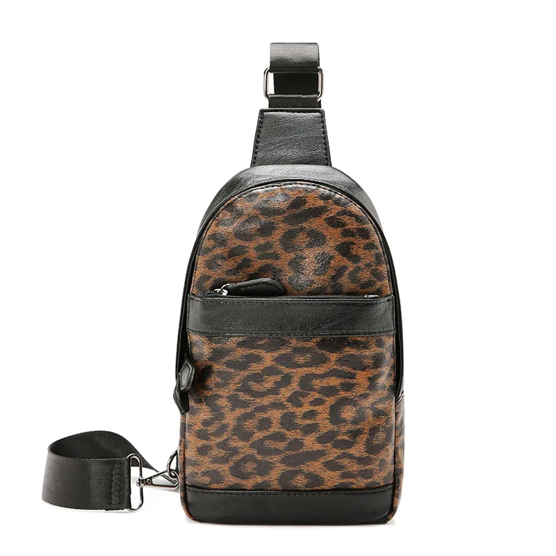 South version chest bag new leather street chest bag after tide camouflage leopard print chest bag fashion men - Цвет: 1918