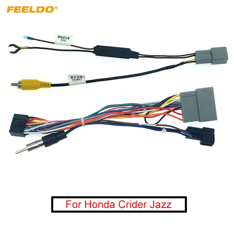 

Автомобильный 16-контактный аудио жгут проводов FEELDO для Honda Crider Jazz, послепродажный стерео-Адаптер для установки проводов питания