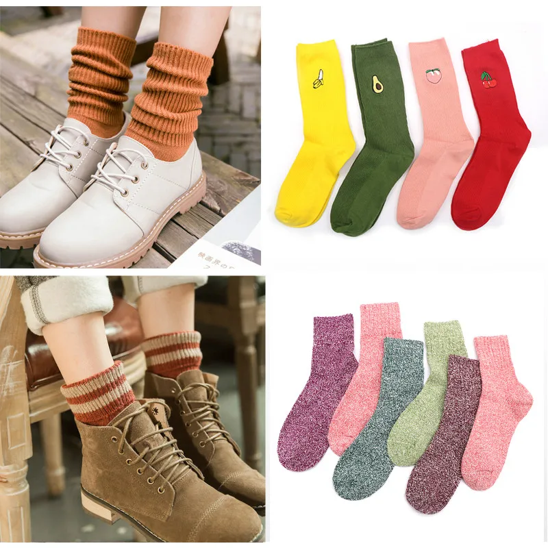 

High Quality Women Girls Socks Winter Casual Striped Candy Colors Cotton Short Socks Comfortable Harajuku Female Funny Socks