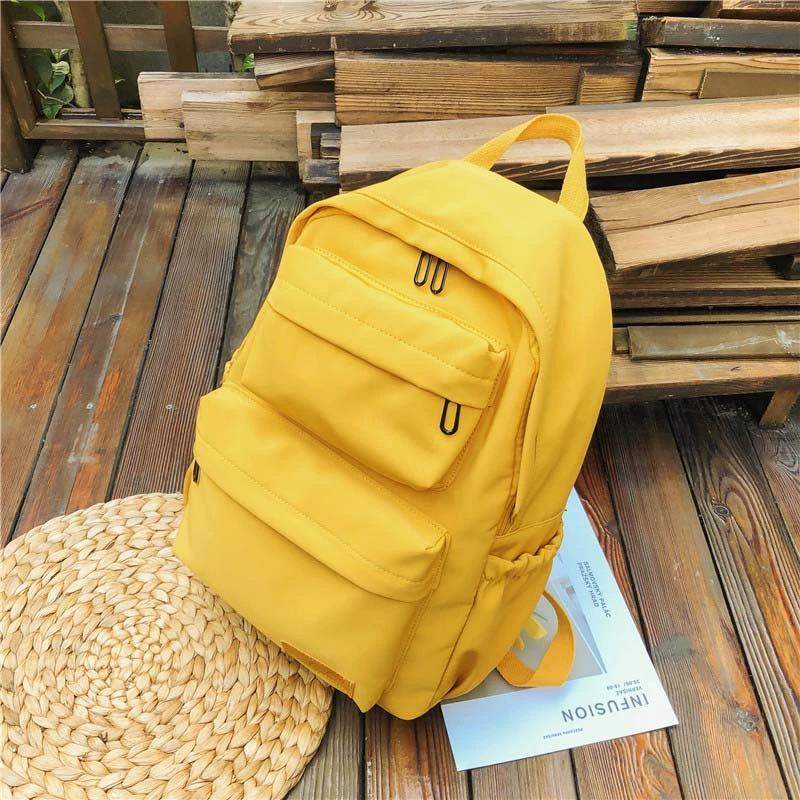 Водонепроницаемый нейлоновый рюкзак для женщин, рюкзаки для путешествий с несколькими карманами, женская школьная сумка для девочек-подростков, книга Mochilas - Цвет: Цвет: желтый