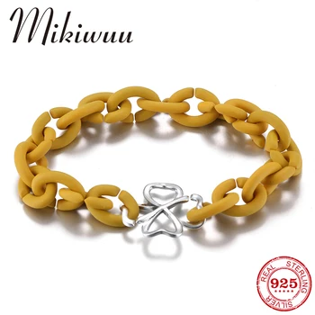 

New Charm Hard Yellow Rubber X Bracelets Lucky clover Metal Bead Accessories Bracelet For Women Men European Unisex Jewelry
