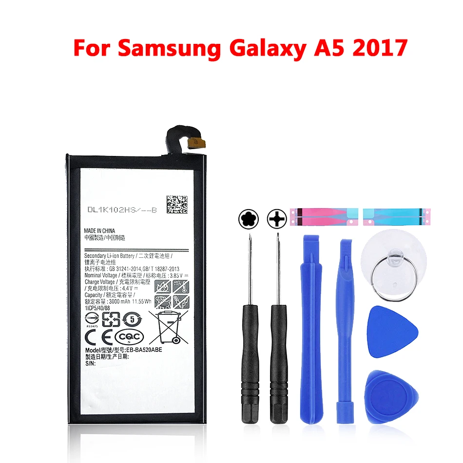 Original Replacement Battery For Samsung Galaxy 2017 Edition A5 2017 A520F SM-A520F Genuine Phone Battery EB-BA520ABE 3000mAh Original Replacement Battery For Samsung Galaxy 2017 Edition A5 2017 A520F SM-A520F Genuine Phone Battery EB-BA520ABE 3000mAh