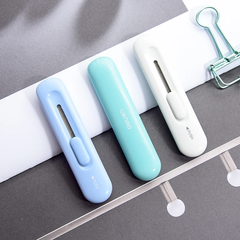 Deli 2079 1Pc Paper Cutter Portable School Supplies Utility Knife Stationery Cutting Random Color box cutter utility knife paper cutting knife cutting knife paper cutter art knife box opener