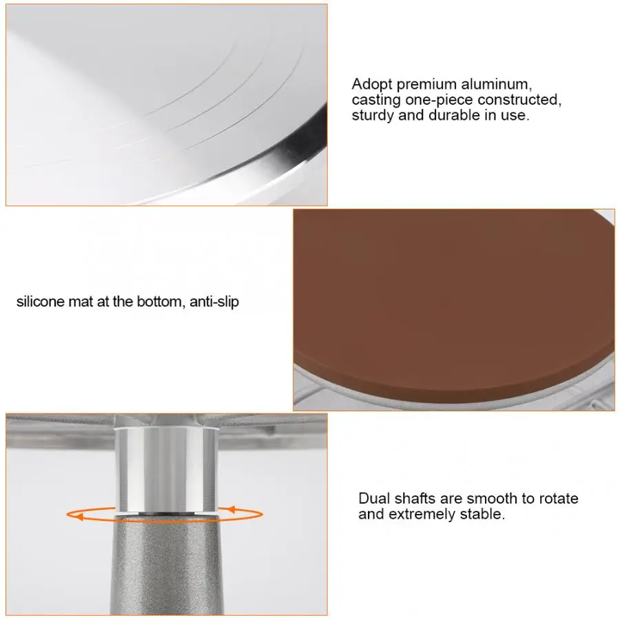 Aluminum + Silicone 12inch Cake Turntable Decorating Stand Sadoun.com