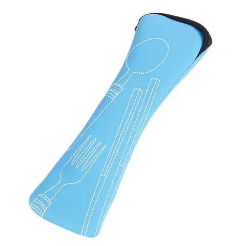 Piece Tableware Portable Printing Stainless Steel Spoon Fork Chopstick Steak Knife Set Travel Picnic Tableware Tableware Bag